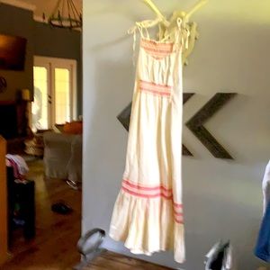 Free People Ivory smocked linen maxi dress